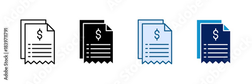 Receipt Organizer Icon Set Multiple Style Collection