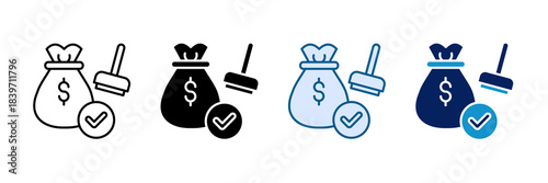 Budget Approval Icon Set Multiple Style Collection