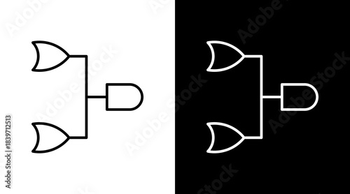 Logic Diagram Outline White Icon Set Design