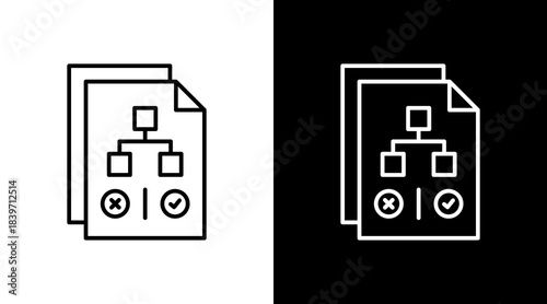 Decision Tree Outline White Icon Set Design