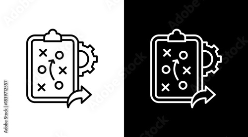 Mind Mapping Outline White Icon Set Design