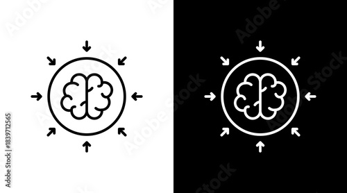 Deep Thinking Outline White Icon Set Design