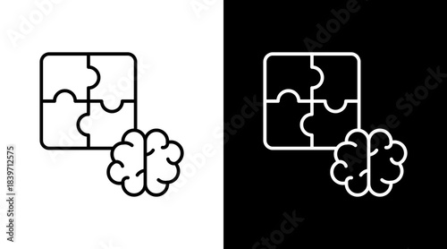 Abstract Thinking Outline White Icon Set Design