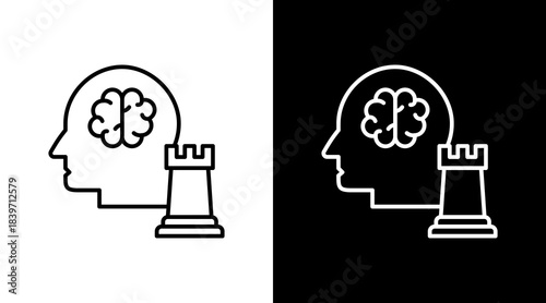 Strategic Thinking Outline White Icon Set Design