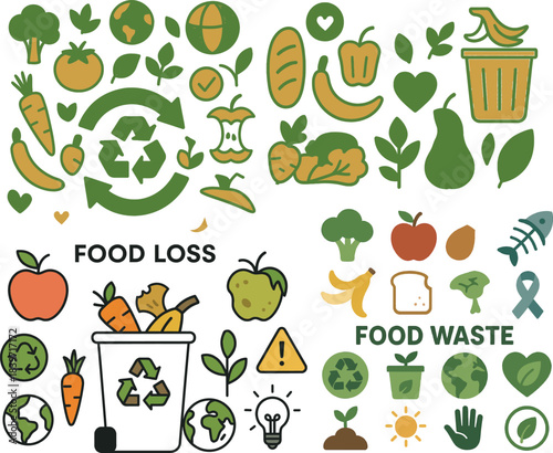 food loss, food waste, awareness illustration, sustainable food, eco friendly