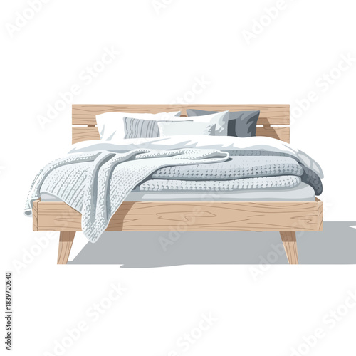 Minimalist bedroom decor featuring a neatly made bed with cozy pillows and a soft blanket in a