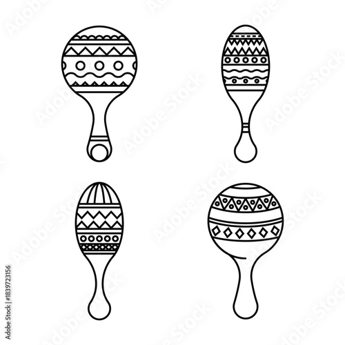 Hand Drawn Decorative Maracas Isolated on White Background