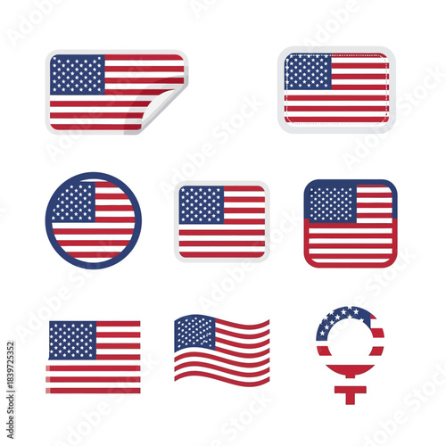 American Flag Icon Set – Torn and Smooth Variants