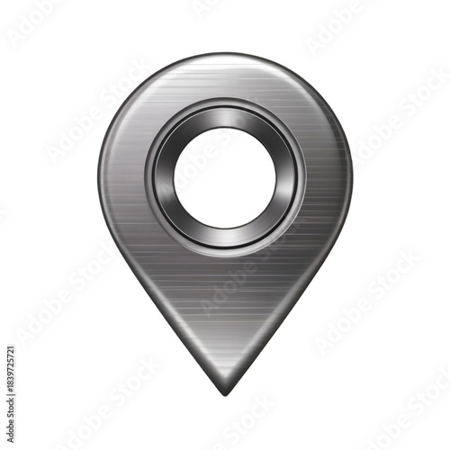 Metallic map marker icon isolated on a black background