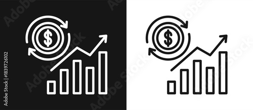 Economic Recovery Outline style In White And Black Background