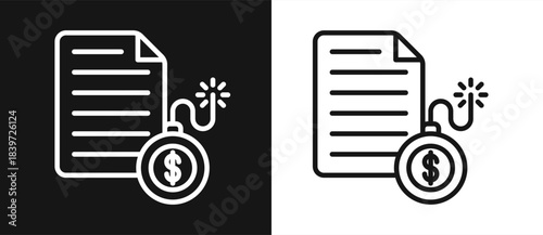 Debt Outline style In White And Black Background