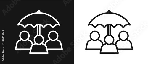 Family Insurance Outline style In White And Black Background