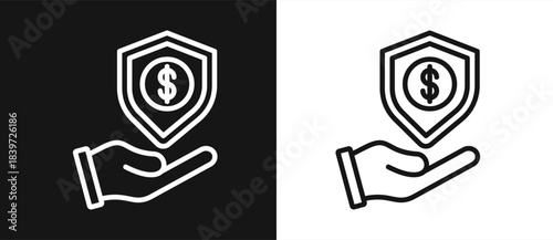 Insurance Outline style In White And Black Background
