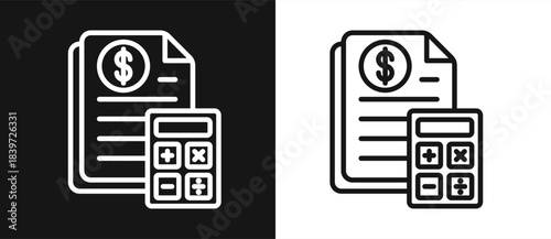 Budget Planning Outline style In White And Black Background