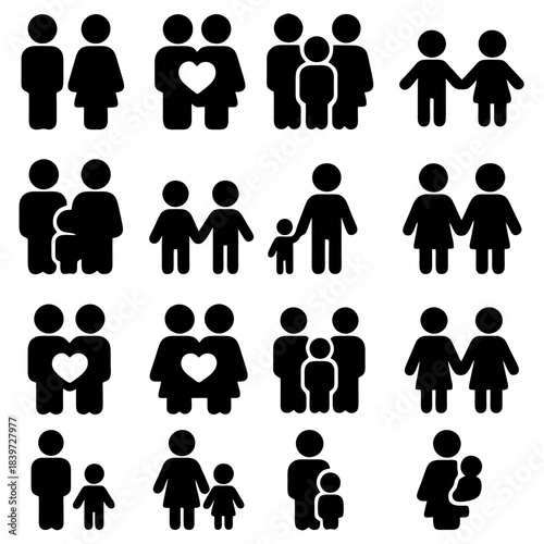 Inclusive Family Icons: Symbolic icons depicting various family structures. Showing the diverse representation of family dynamics in a simple yet powerful way.