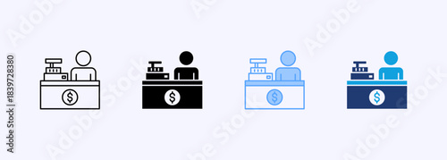 Cashier Icon Set Multiple Style Collection Element For Design