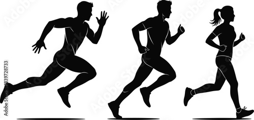 Running athlete silhouette vector illustration .