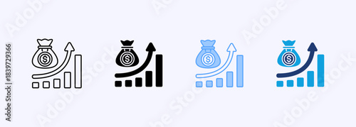 Increase Revenue Icon Set Multiple Style Collection Element For Design