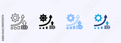Efficiency Gain Icon Set Multiple Style Collection Element For Design