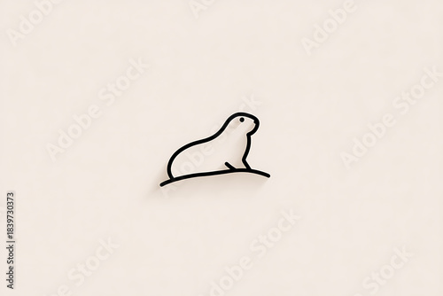 minimalist winter icon, sleek, minimalist groundhog icon with clean lines and modern, stock-style winter theme design