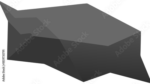 Geometric Abstract Gray Shape with Sharp Edges and Angular Facets on a Black Background