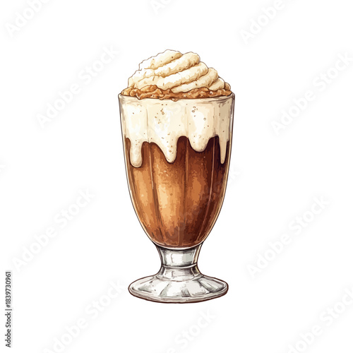 root beer float hand drawn vector illustration
