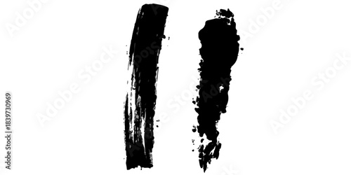 Black ink splash illustration border set with icicles on white background