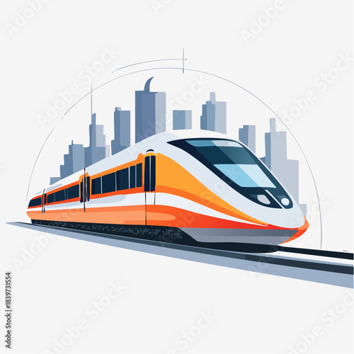 Modern HighSpeed Train with Orange and White Design 1.
