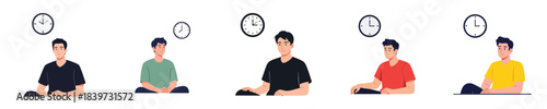 Waiting Time Flat Vector Man Sitting With Clock Daily Routine