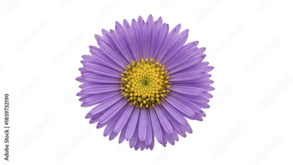 Fototapeta premium Purple Aster Flower with Yellow Center on Transparent Background PNG file