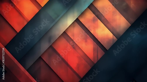 Abstract design with diagonal stripes of warm and cool tones