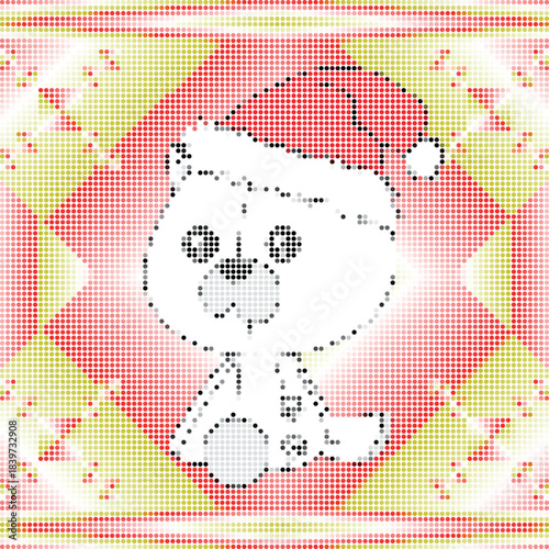 teddy bear huichol xmas cartoon pixel art in vector format