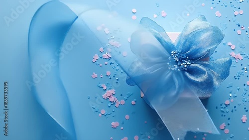 Light blue gift with pink confetti