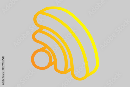 The image features an isometric-style Wi-Fi signal icon created with smooth gradient lines transitioning from orange to yellow.