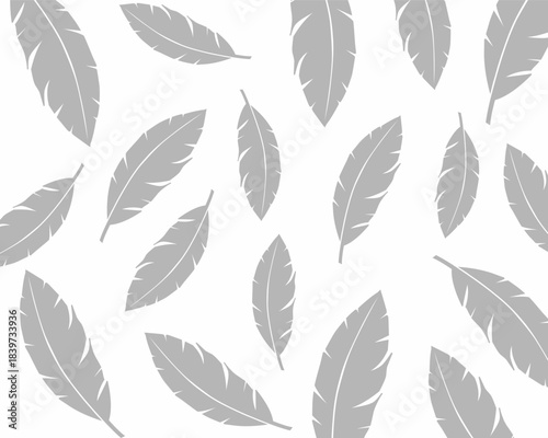 Minimalist Bird Feather Seamless Pattern in Monochrome Tones for Textile Design