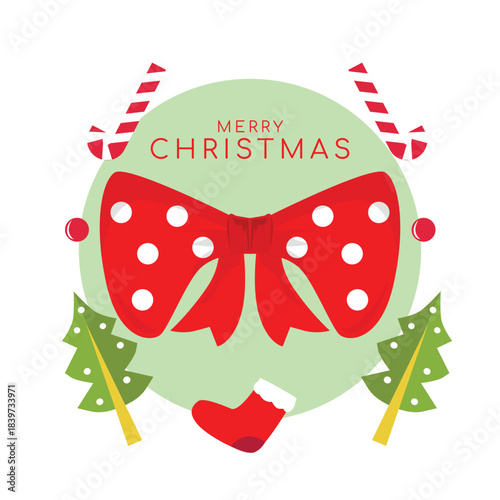 Holiday Greeting Design with Christmas Bow