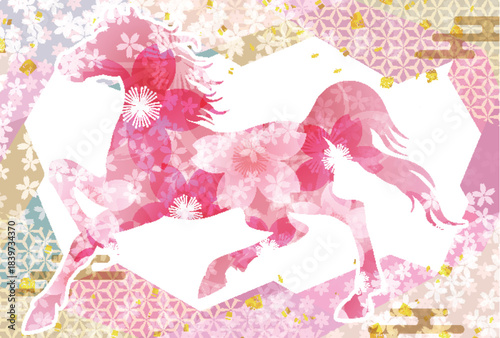 午　年賀状　干支　背景