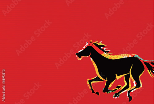 午　年賀状　干支　背景