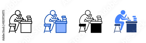 Hard Work icon set multiple style collection