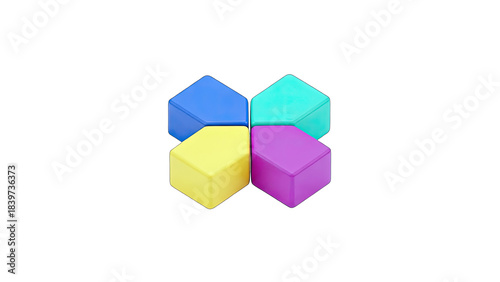 Colorful 3D Cubes Interlocking on White Background