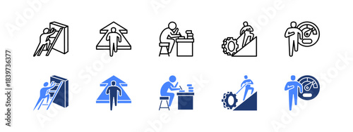 Action and Progress with two styles, line and duotone icon.