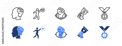 Mindset and Success with two styles, line and duotone icon.