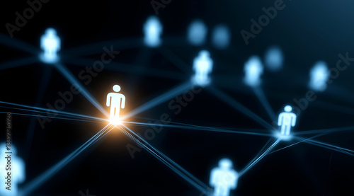 A digital network showing interconnected figures, highlighting communication and connectivity in modern technology.