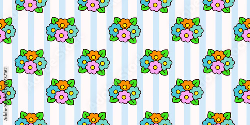 Seamless colorful floral pattern. Colorful floral pattern on decorative background. Suitable for fabric pattern, wrapping paper, decorative banner.