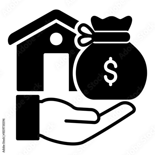 Assets icon in the form of money and property