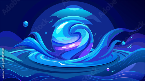 Mystical Swirling Orb Deep Ocean Energy Abstract Fantasy Isolated background