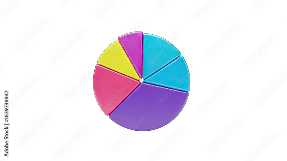 Obraz premium Colorful Pie Chart Showing Data Analysis on White Background