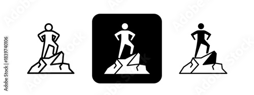 Courage  Solid color and black line drawing vector illustration set