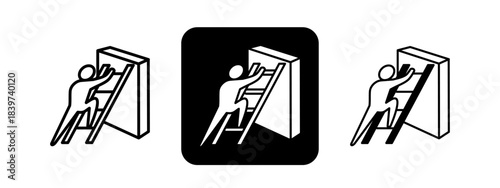 Action  Solid color and black line drawing vector illustration set