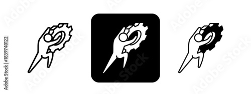 Tenacity  Solid color and black line drawing vector illustration set